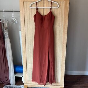 AZAZIE MOIRA Auburn A-Line Scoop Chiffon Dress